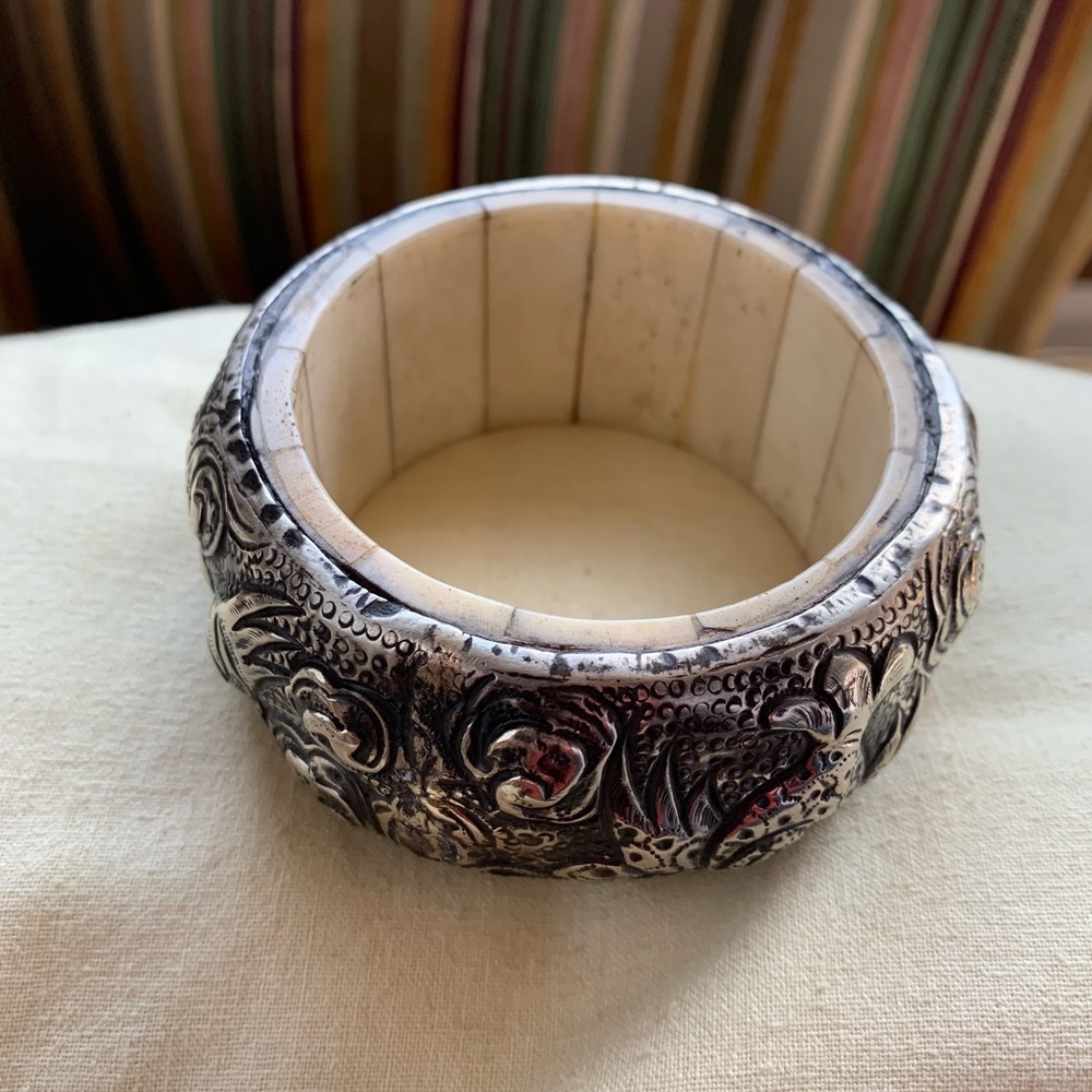 Pewter and bone bracelet